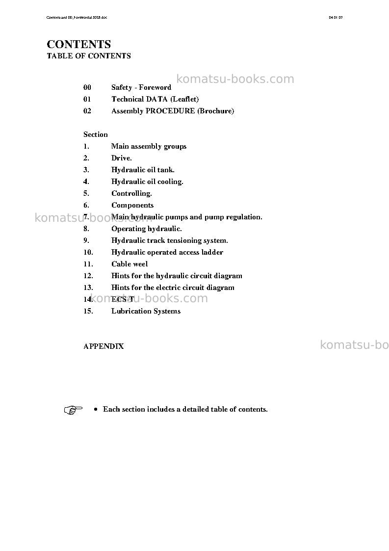 Komatsu pc5500-6deu-electric motor Repair & maintenance cover Page 3