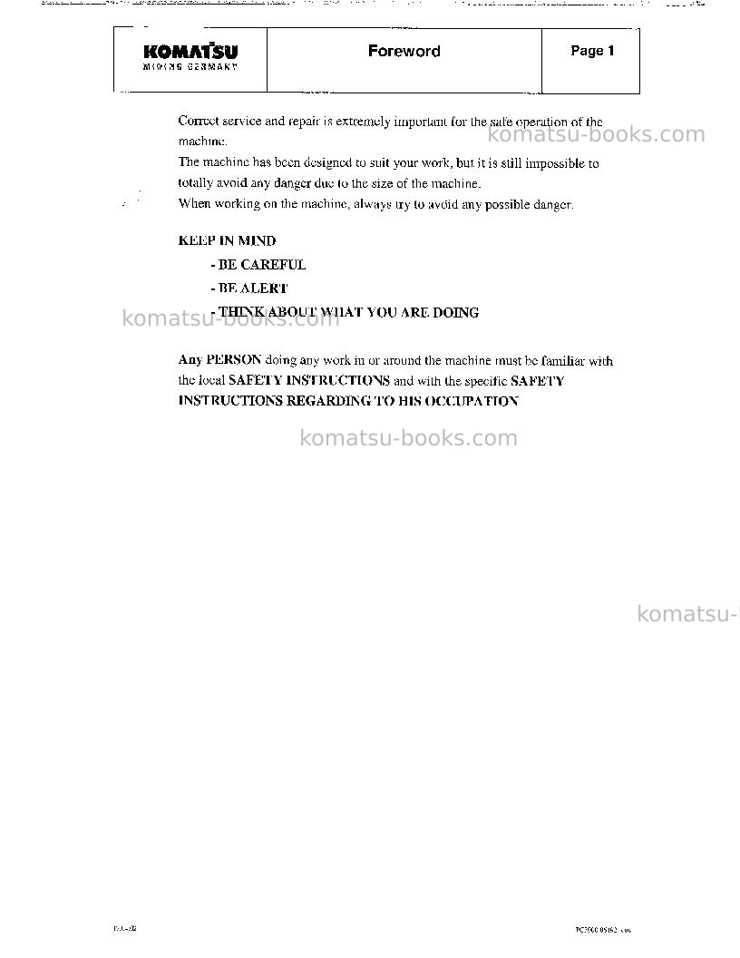 Komatsu pc3000-1deu Repair & maintenance cover Page 3 Komatsu pc3000-1deu Repair & maintenance cover Page 3