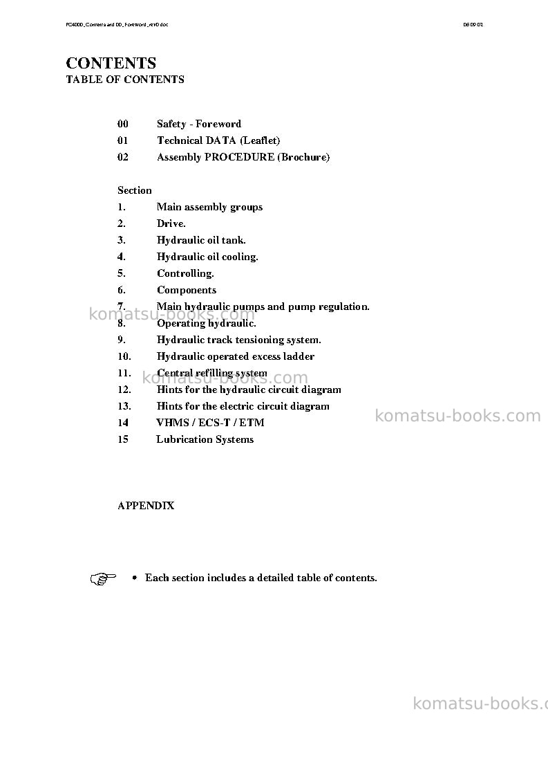 Komatsu pc4000-6deu Repair & maintenance cover Page 3
