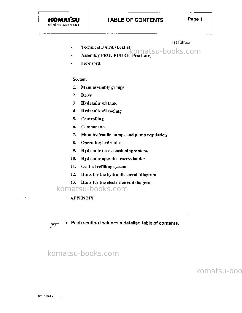 Komatsu pc5500-6deu Repair & maintenance cover Page 3 Komatsu pc5500-6deu Repair & maintenance cover Page 3
