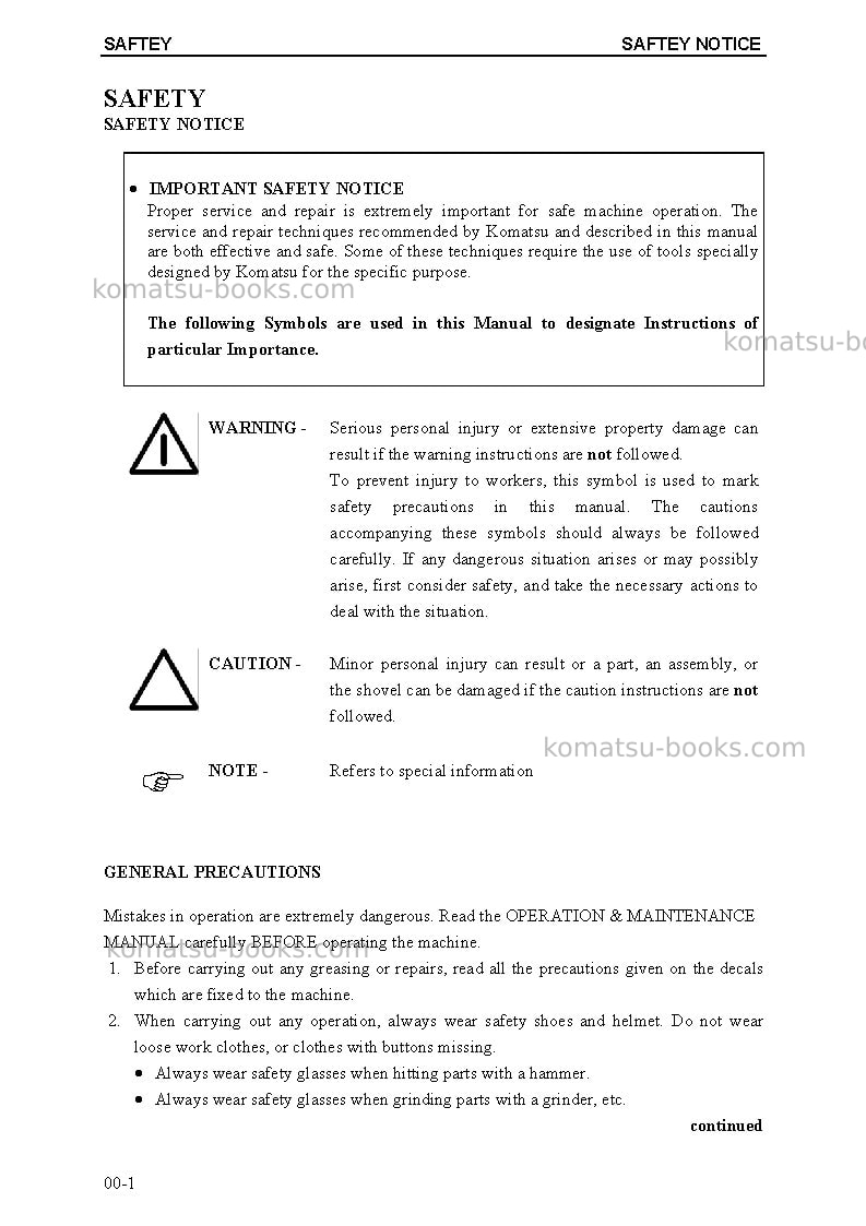 Komatsu pc5500-6deu Repair & maintenance cover Page 3 Komatsu pc5500-6deu Repair & maintenance cover Page 3