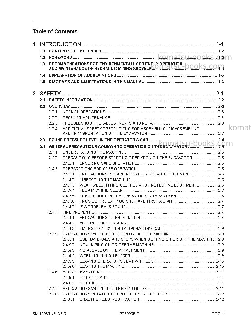 Komatsu pc8000e-6deu Repair & maintenance cover Page 3