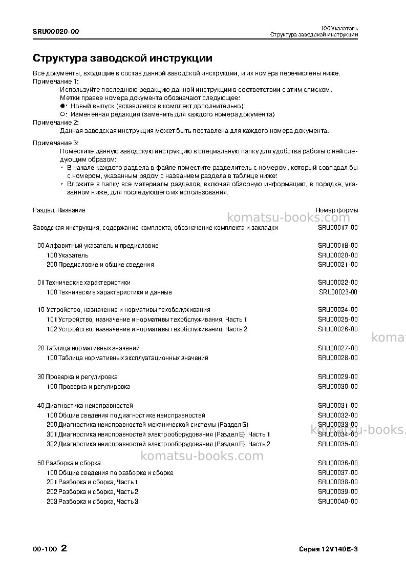 Komatsu 12v140e-3jpn Руководство по эксплуатации обложка Страница 3 Komatsu 12v140e-3jpn Руководство по эксплуатации обложка Страница 3