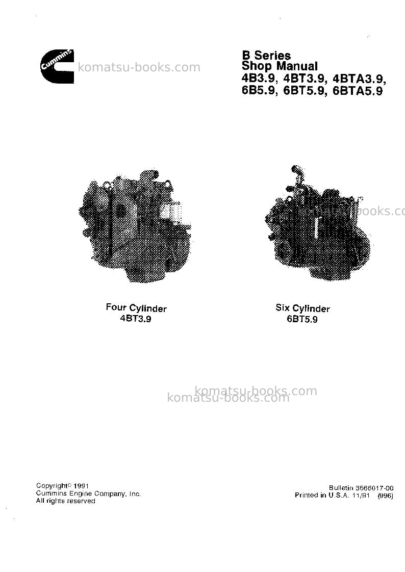 Komatsu cummins-bdeu Repair & maintenance cover Page 3 Komatsu cummins-bdeu Repair & maintenance cover Page 3