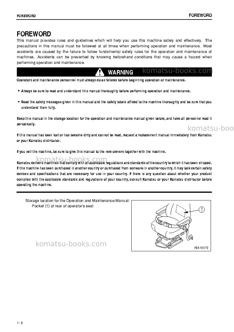 Komatsu wa600-3jpn Operation manual cover Page 3