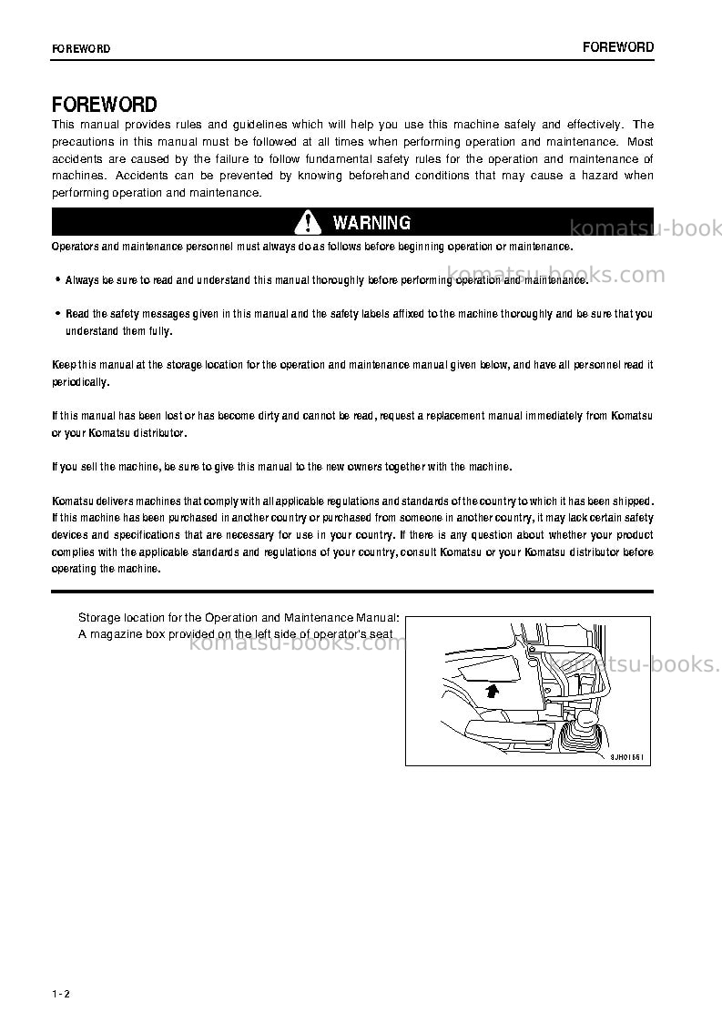 Komatsu pc78us-6jpn Operation manual cover Page 3 Komatsu pc78us-6jpn Operation manual cover Page 3