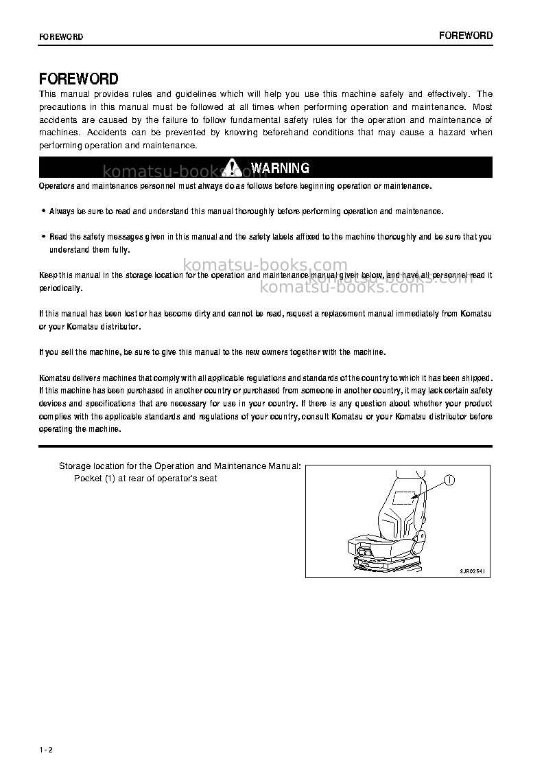 Komatsu wa800l-3jpn Operation manual cover Page 3