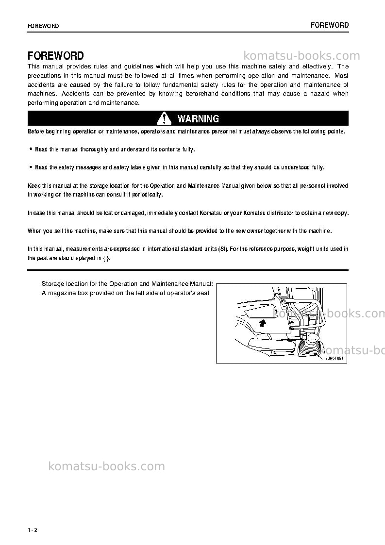 Komatsu pc228uslc-3jpn Operation manual cover Page 3 Komatsu pc228uslc-3jpn Operation manual cover Page 3