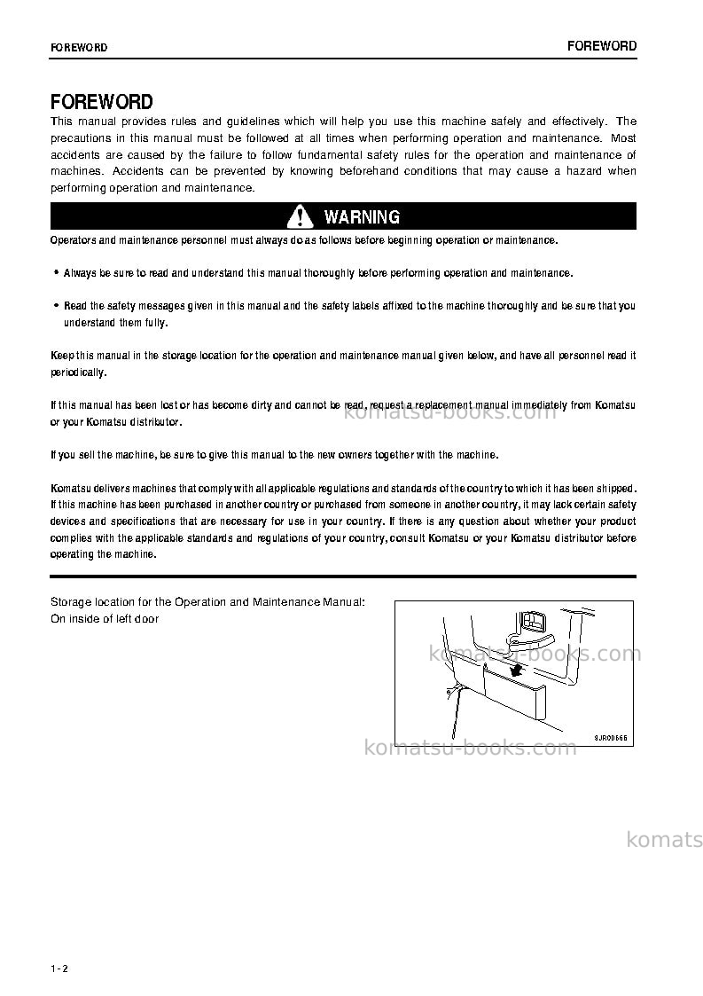 Komatsu hm300-1jpn Operation manual cover Page 3