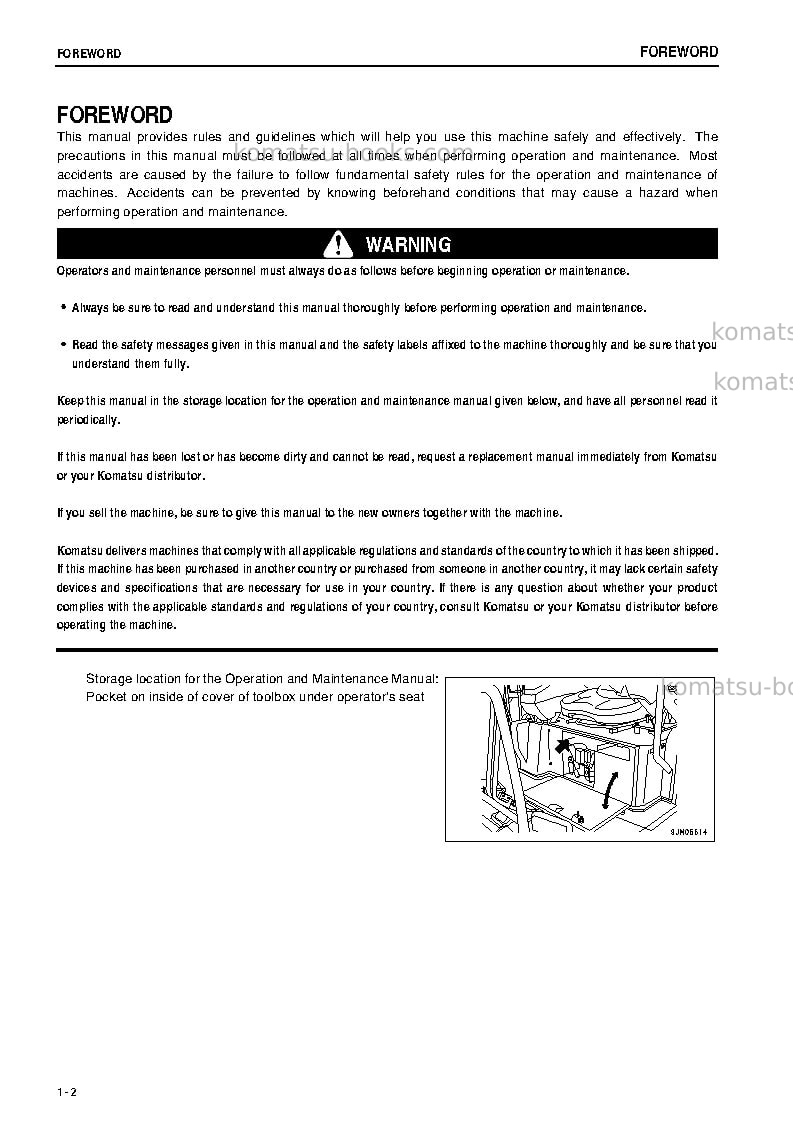 Komatsu pc18mr-2jpn Operation manual cover Page 3