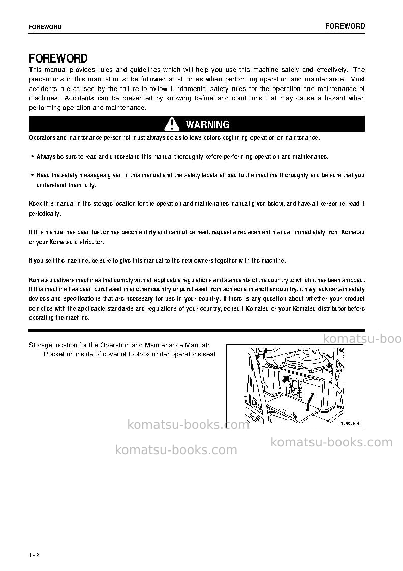 Komatsu pc18mr-2jpn-for n. america Operation manual cover Page 3