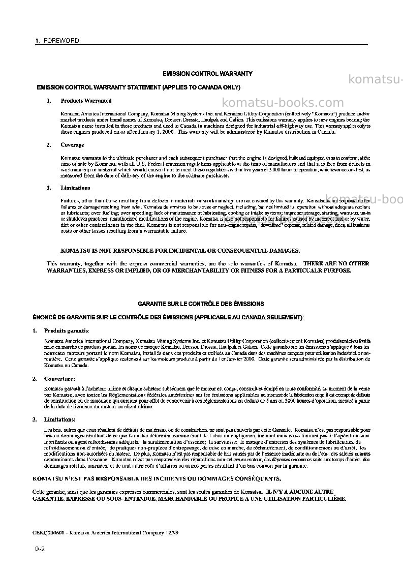 Komatsu wa800-3jpn Operation manual cover Page 3