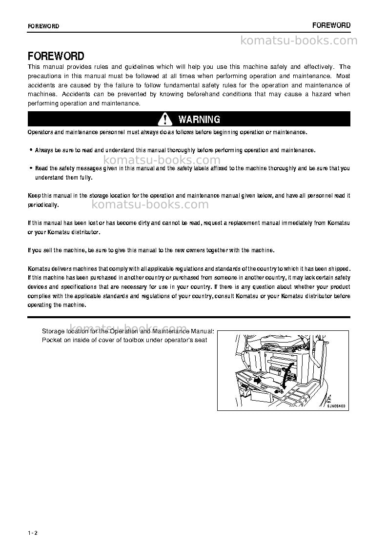 Komatsu pc20mr-2jpn-for cab Operation manual cover Page 3 Komatsu pc20mr-2jpn-for cab Operation manual cover Page 3