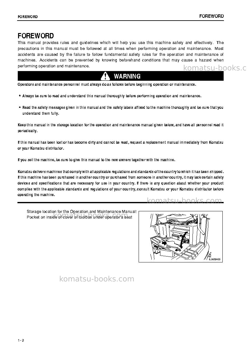 Komatsu pc27mr-2jpn-for cab Operation manual cover Page 3 Komatsu pc27mr-2jpn-for cab Operation manual cover Page 3