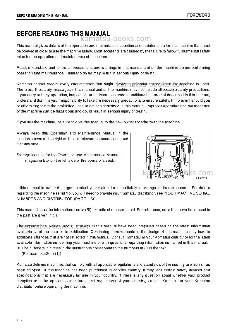 Komatsu pc300lc-7jpn-e0, work equipment grease 500h Operation manual cover Page 3 Komatsu pc300lc-7jpn-e0, work equipment grease 500h Operation manual cover Page 3