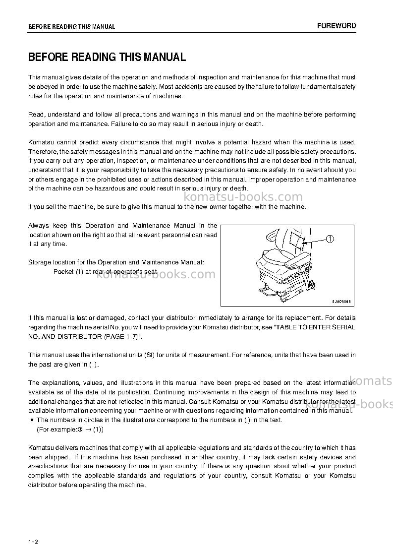 Komatsu wa430-6jpn-for n. america Operation manual cover Page 3