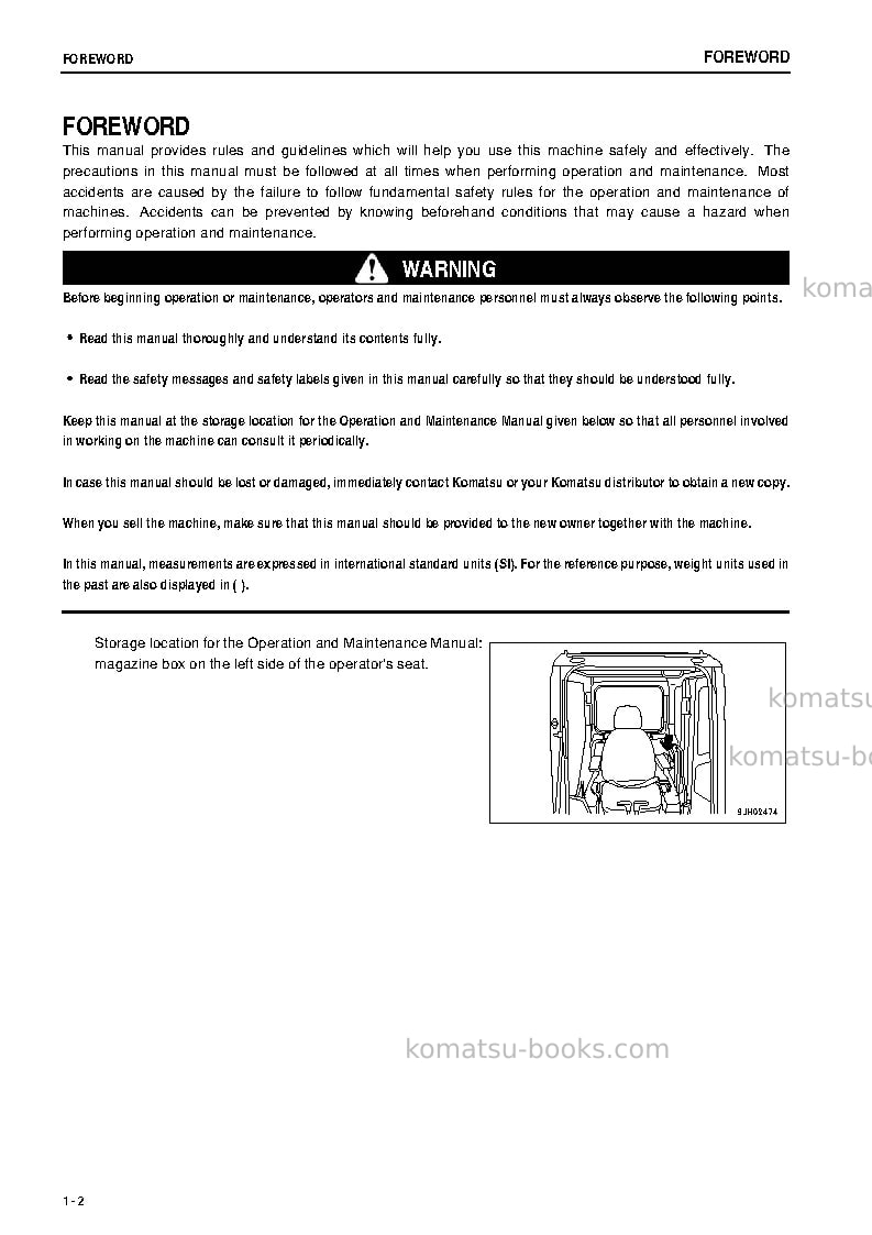 Komatsu pc270-8jpn Operation manual cover Page 3 Komatsu pc270-8jpn Operation manual cover Page 3