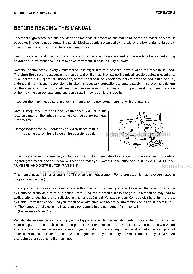 Komatsu pc228us-3jpn-e0 Operation manual cover Page 3 Komatsu pc228us-3jpn-e0 Operation manual cover Page 3