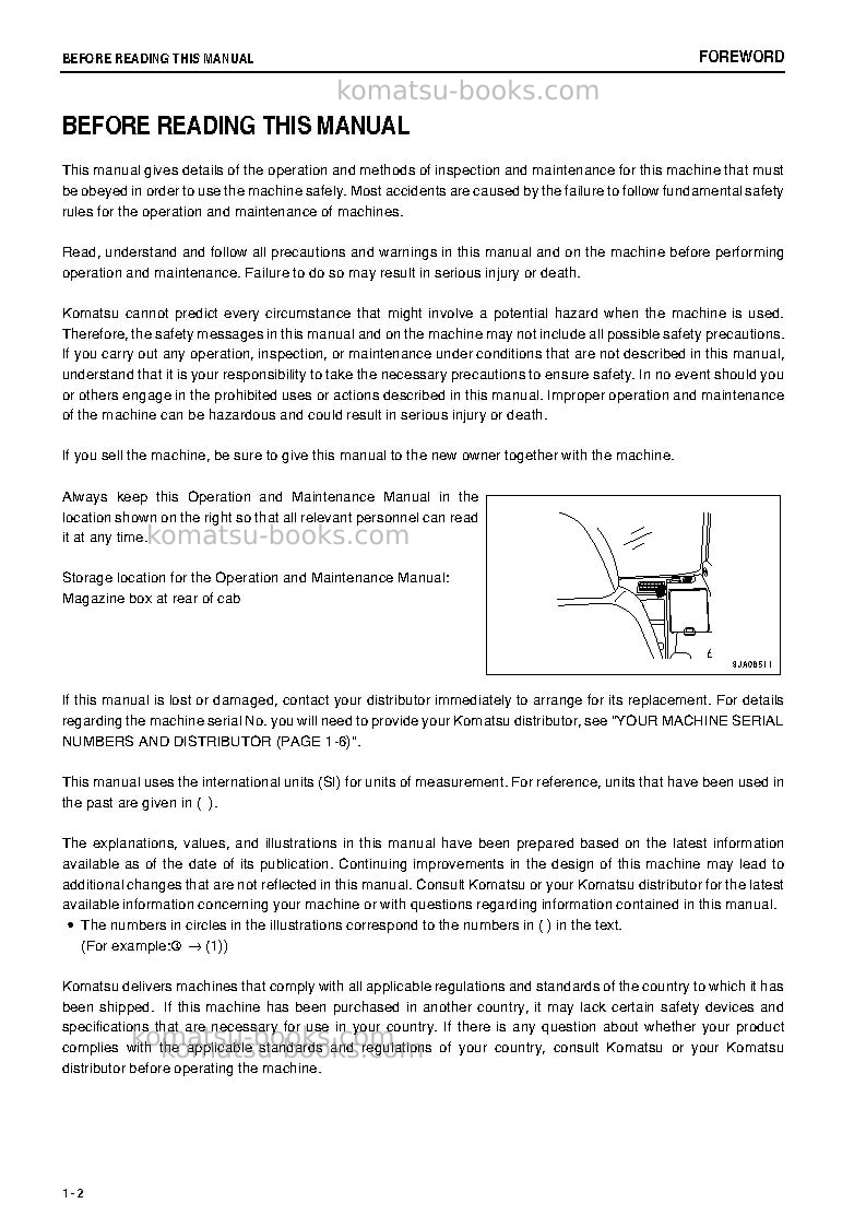 Komatsu pc138us-8jpn Operation manual cover Page 3 Komatsu pc138us-8jpn Operation manual cover Page 3