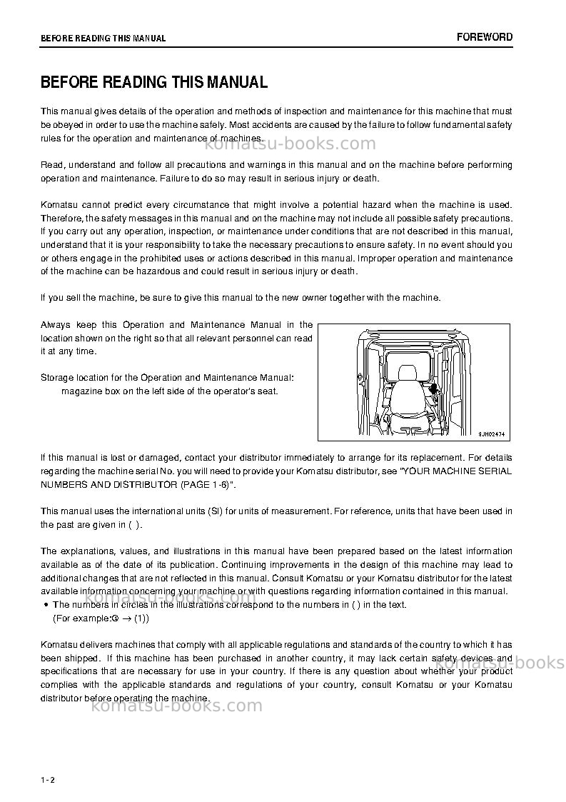 Komatsu pc200lc-8jpn-work equipment grease 500h Operation manual cover Page 3 Komatsu pc200lc-8jpn-work equipment grease 500h Operation manual cover Page 3