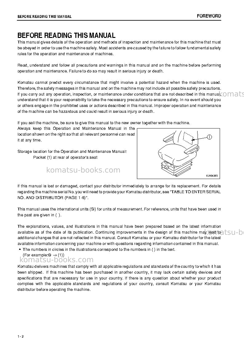 Komatsu wa200-6jpn-for n. america Operation manual cover Page 3 Komatsu wa200-6jpn-for n. america Operation manual cover Page 3