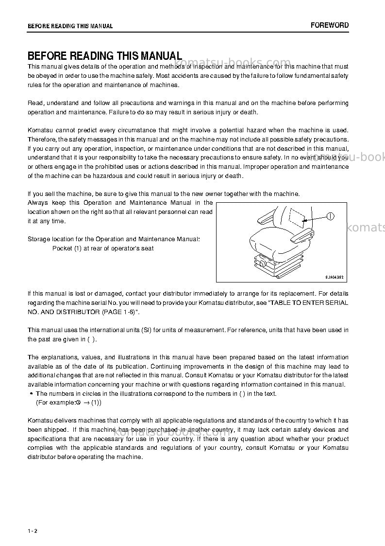 Komatsu wa200pz-6jpn-for n. america Operation manual cover Page 3 Komatsu wa200pz-6jpn-for n. america Operation manual cover Page 3