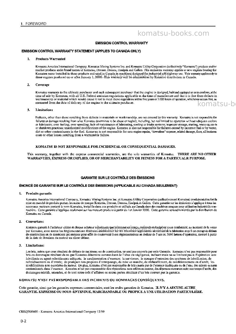 Komatsu wa800-3jpn Operation manual cover Page 3 Komatsu wa800-3jpn Operation manual cover Page 3