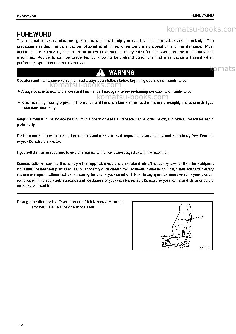 Komatsu wa1200-3jpn Operation manual cover Page 3