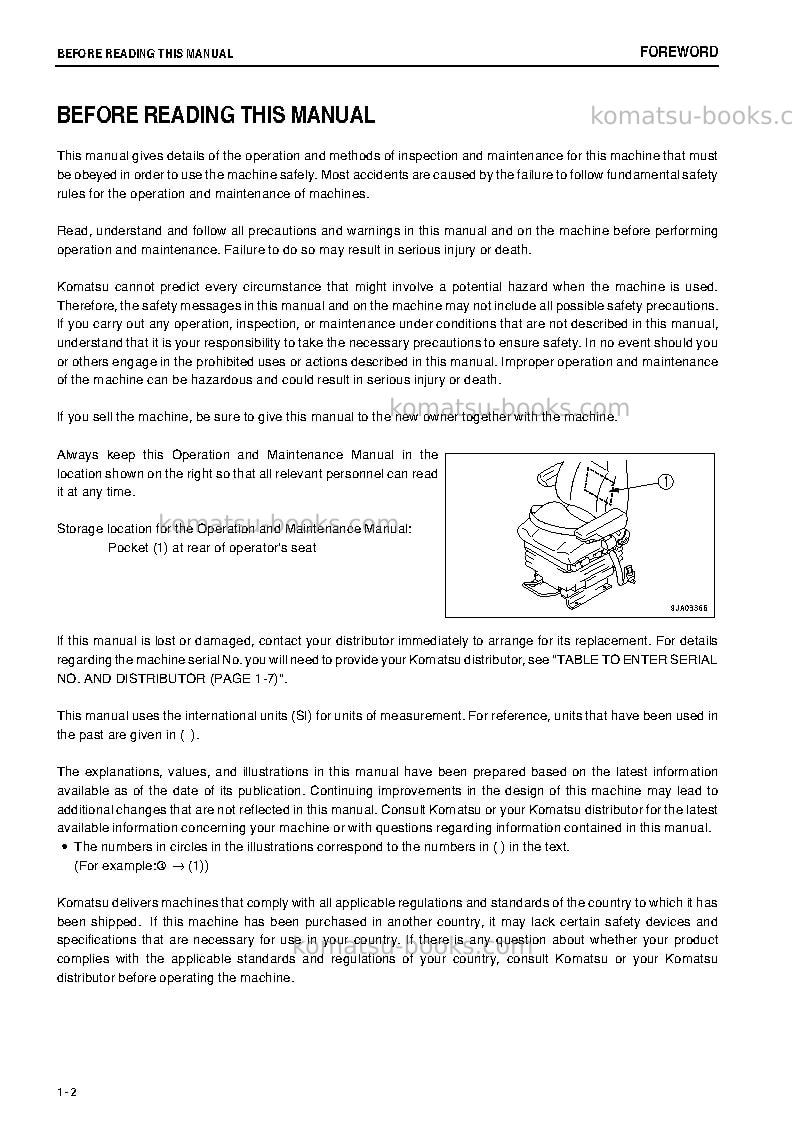 Komatsu wa500-6jpn Operation manual cover Page 3 Komatsu wa500-6jpn Operation manual cover Page 3