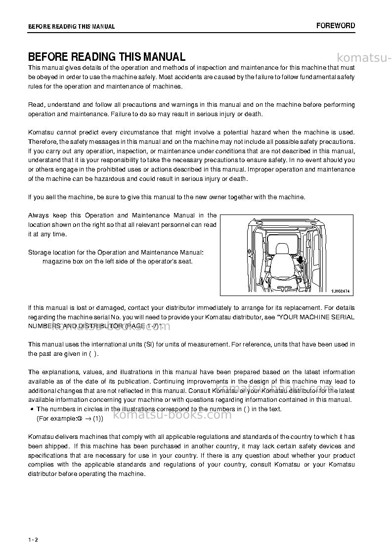 Komatsu pc600-8jpn Operation manual cover Page 3 Komatsu pc600-8jpn Operation manual cover Page 3