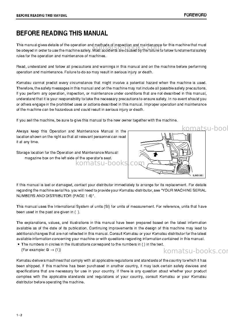 Komatsu pc228us-3jpn-e0 Operation manual cover Page 3 Komatsu pc228us-3jpn-e0 Operation manual cover Page 3
