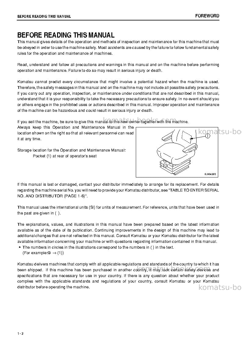 Komatsu wa320pz-6jpn-for n.america Operation manual cover Page 3