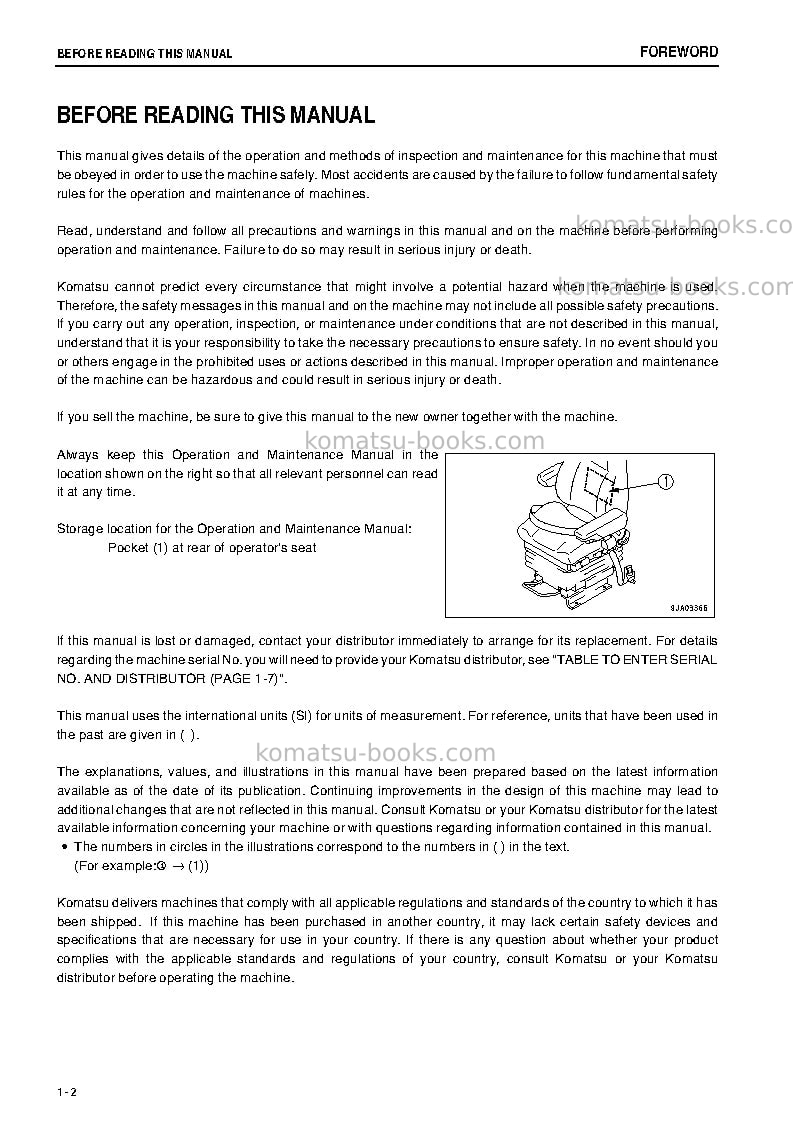 Komatsu wa500-6jpn-for n. america Operation manual cover Page 3 Komatsu wa500-6jpn-for n. america Operation manual cover Page 3