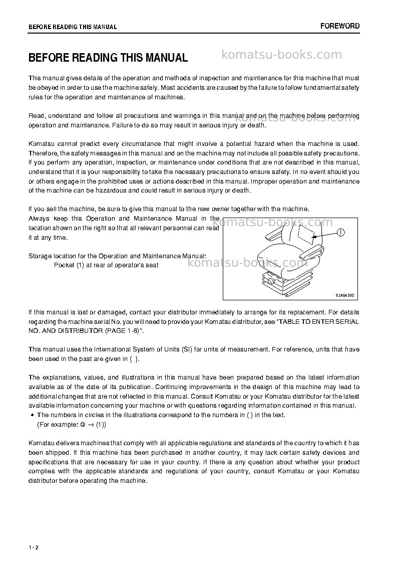 Komatsu wa250pz-6jpn-for n. america Operation manual cover Page 3