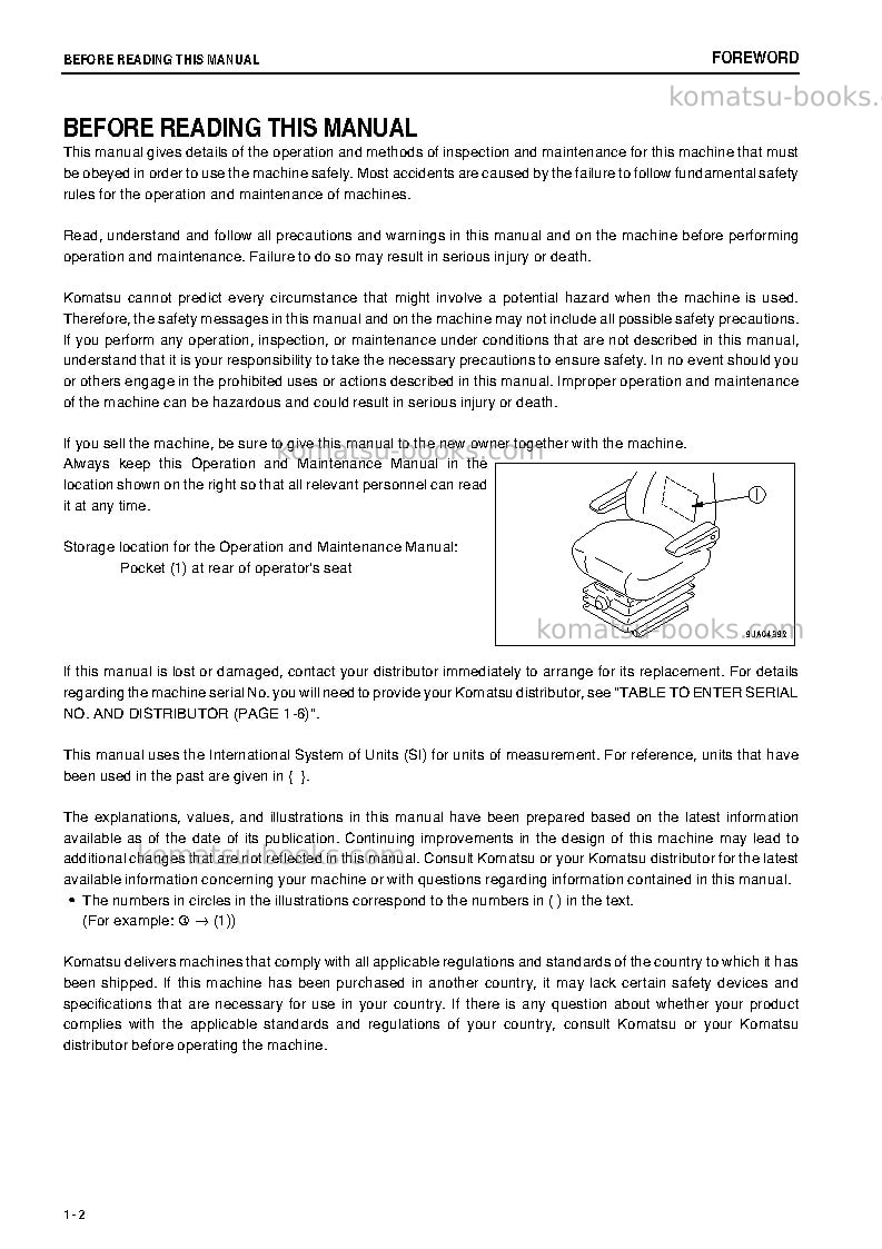 Komatsu wa320-6jpn-for n.america Operation manual cover Page 3