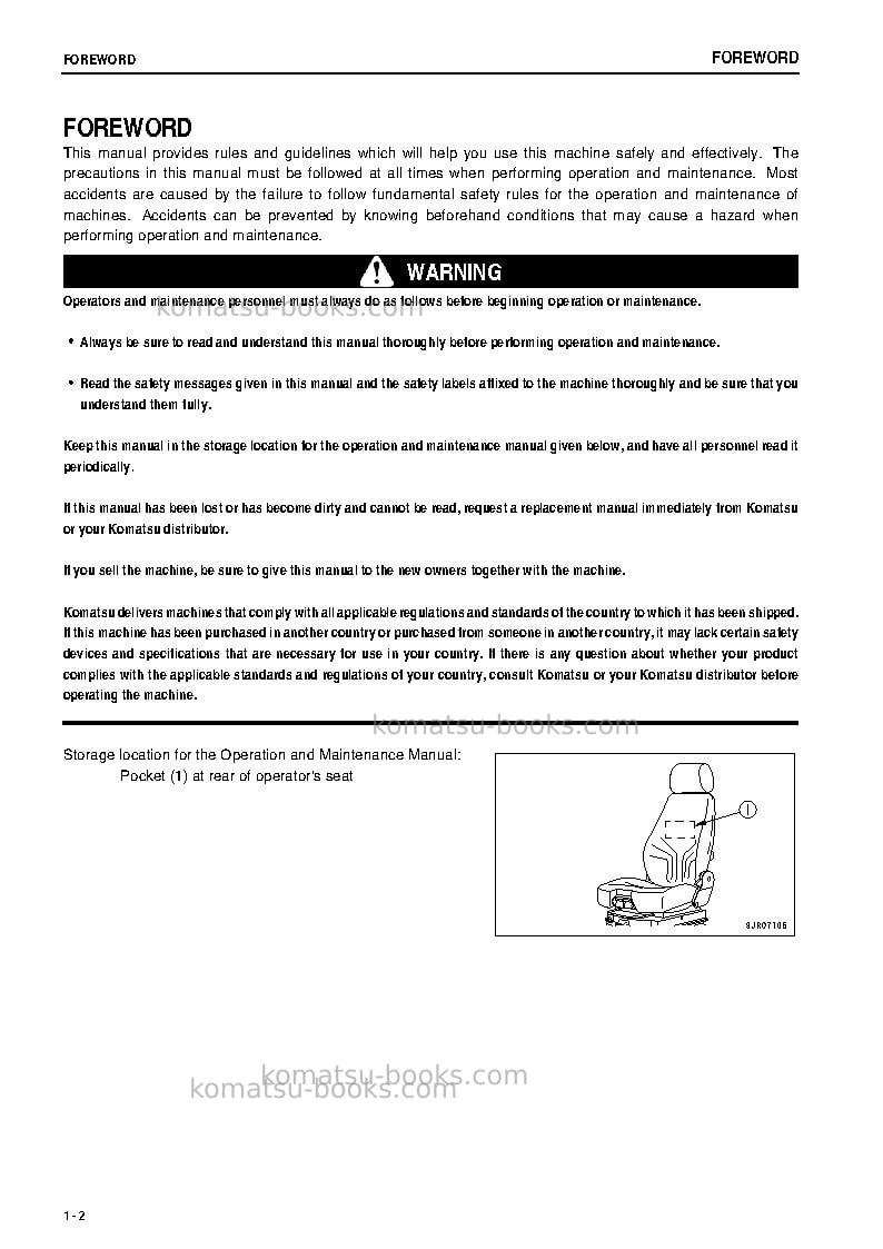 Komatsu wa1200-3jpn Operation manual cover Page 3 Komatsu wa1200-3jpn Operation manual cover Page 3