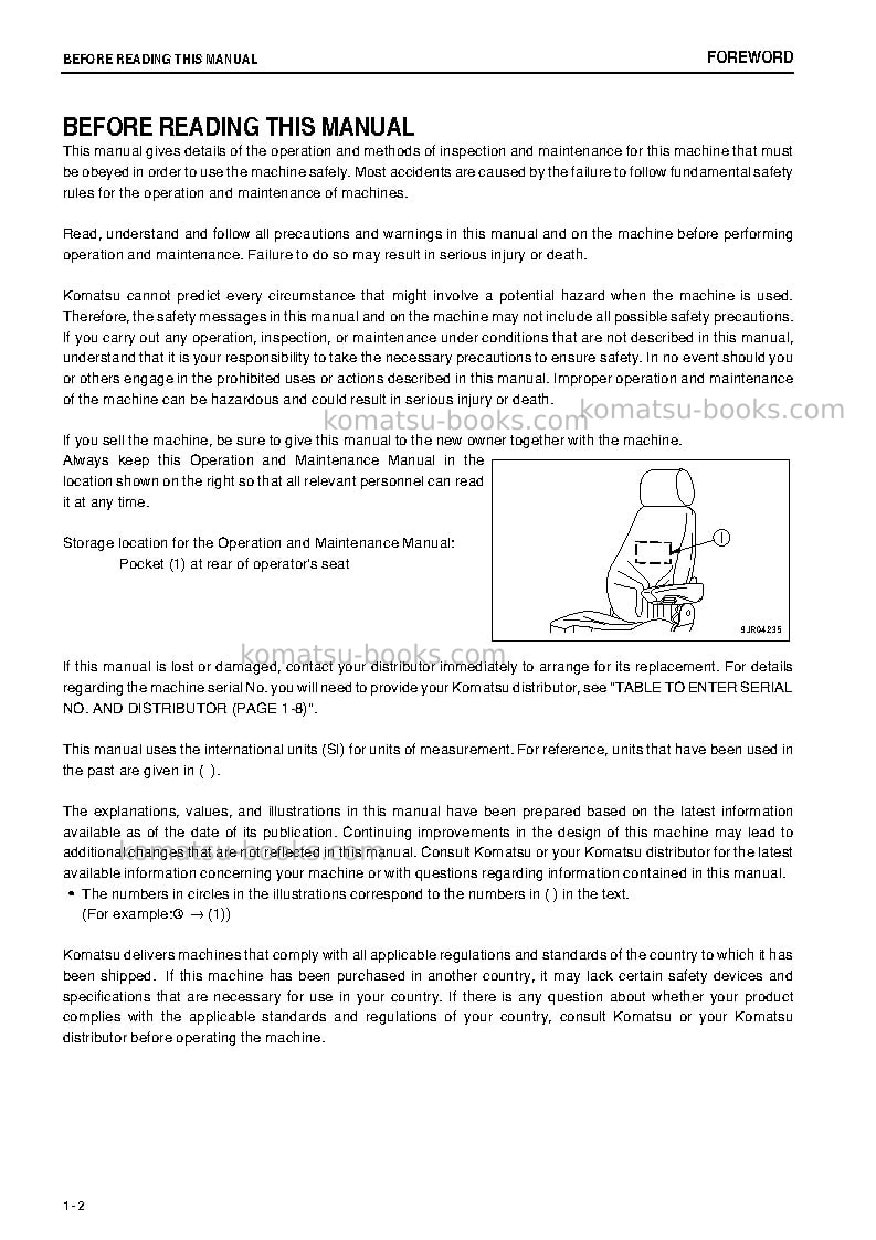 Komatsu wa800-3jpn-e0 Operation manual cover Page 3 Komatsu wa800-3jpn-e0 Operation manual cover Page 3