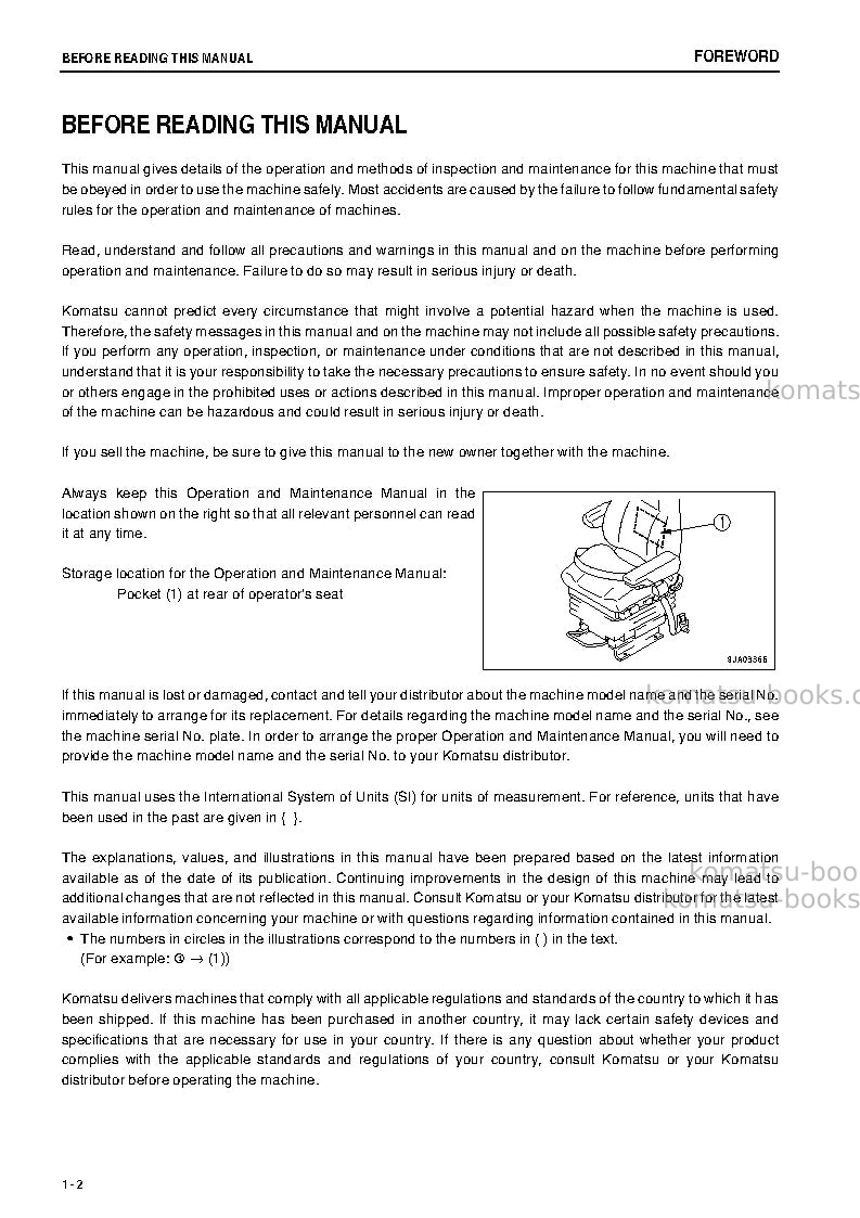 Komatsu wa500-6jpn-for n. america Operation manual cover Page 3 Komatsu wa500-6jpn-for n. america Operation manual cover Page 3