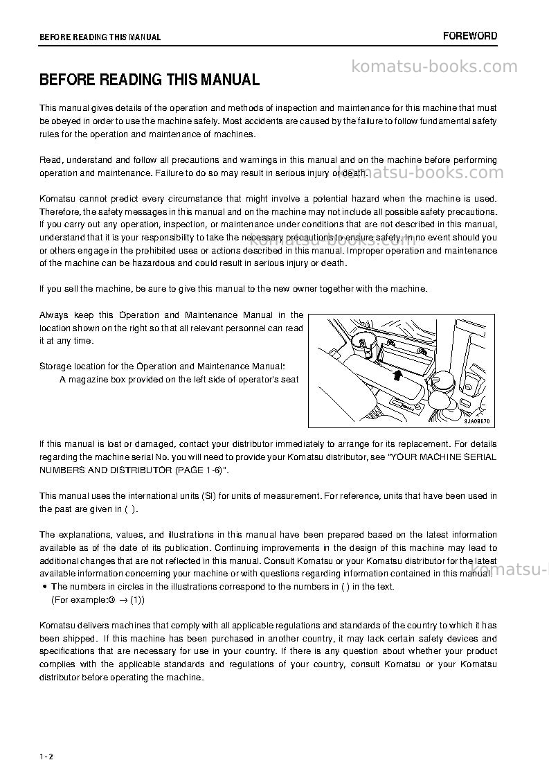 Komatsu pc78us-8jpn Operation manual cover Page 3 Komatsu pc78us-8jpn Operation manual cover Page 3
