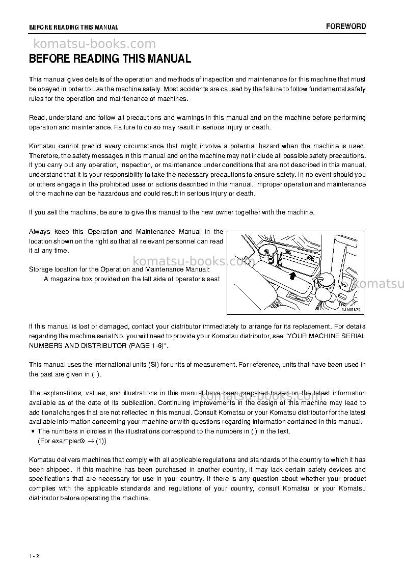 Komatsu pc88mr-8jpn Operation manual cover Page 3 Komatsu pc88mr-8jpn Operation manual cover Page 3