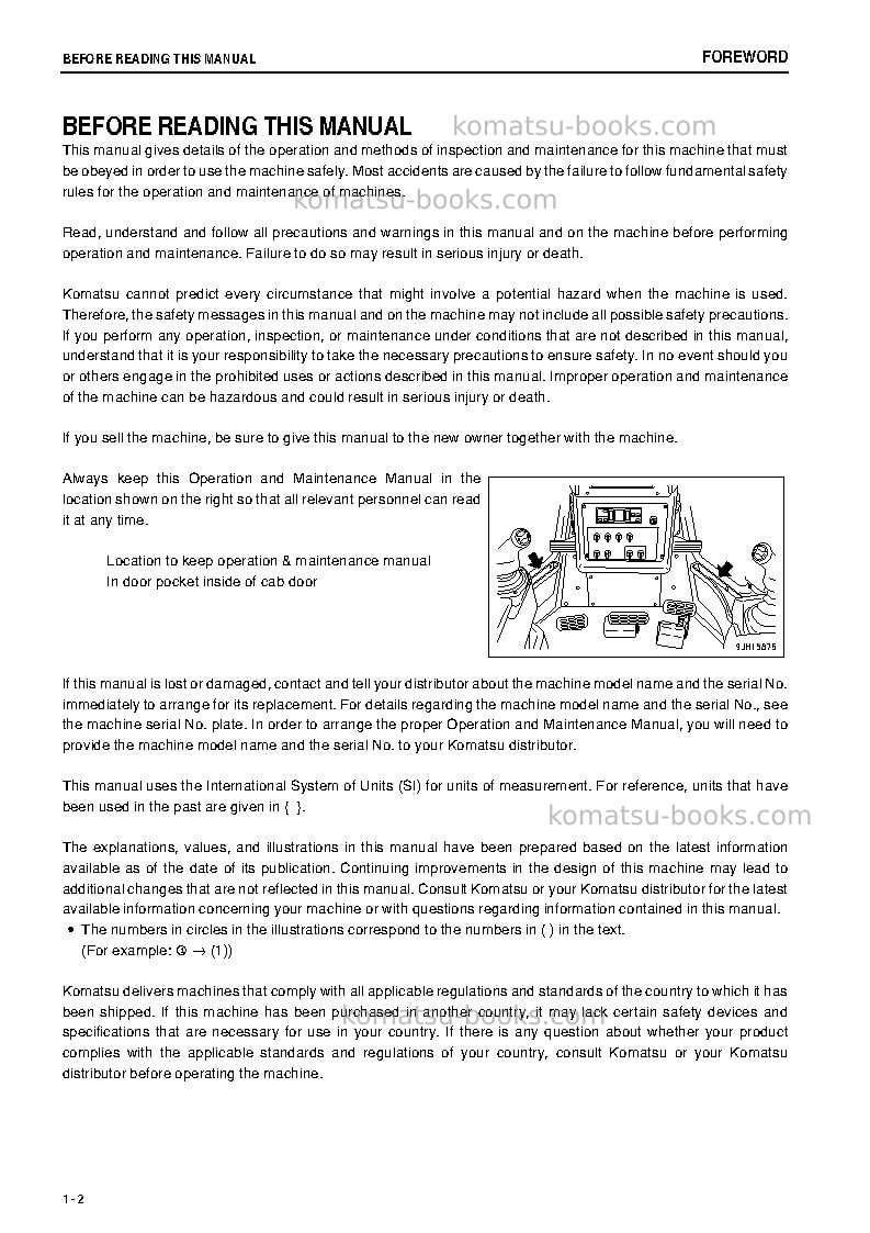 Komatsu d475a-5jpn-e0, one-way steering lever Operation manual cover Page 3 Komatsu d475a-5jpn-e0, one-way steering lever Operation manual cover Page 3