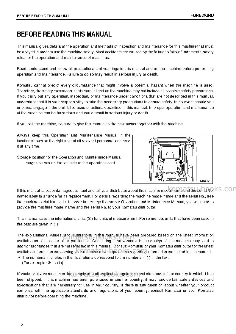 Komatsu pc450-8jpn-work equipment grease 500h Operation manual cover Page 3 Komatsu pc450-8jpn-work equipment grease 500h Operation manual cover Page 3