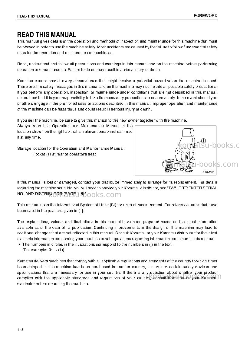 Komatsu wa1200-6jpn Operation manual cover Page 3 Komatsu wa1200-6jpn Operation manual cover Page 3
