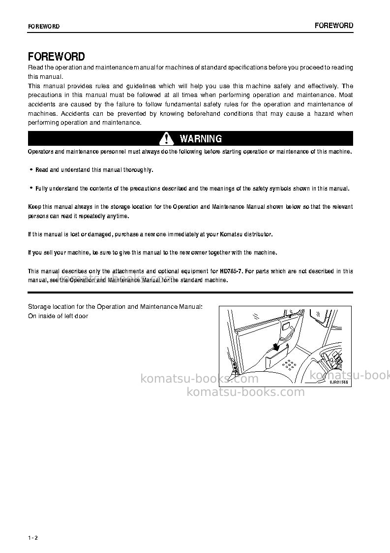 Komatsu hd785-7jpn-for kal Operation manual cover Page 3 Komatsu hd785-7jpn-for kal Operation manual cover Page 3