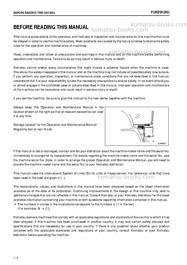 Komatsu pc138us-8jpn Operation manual cover Page 3 Komatsu pc138us-8jpn Operation manual cover Page 3