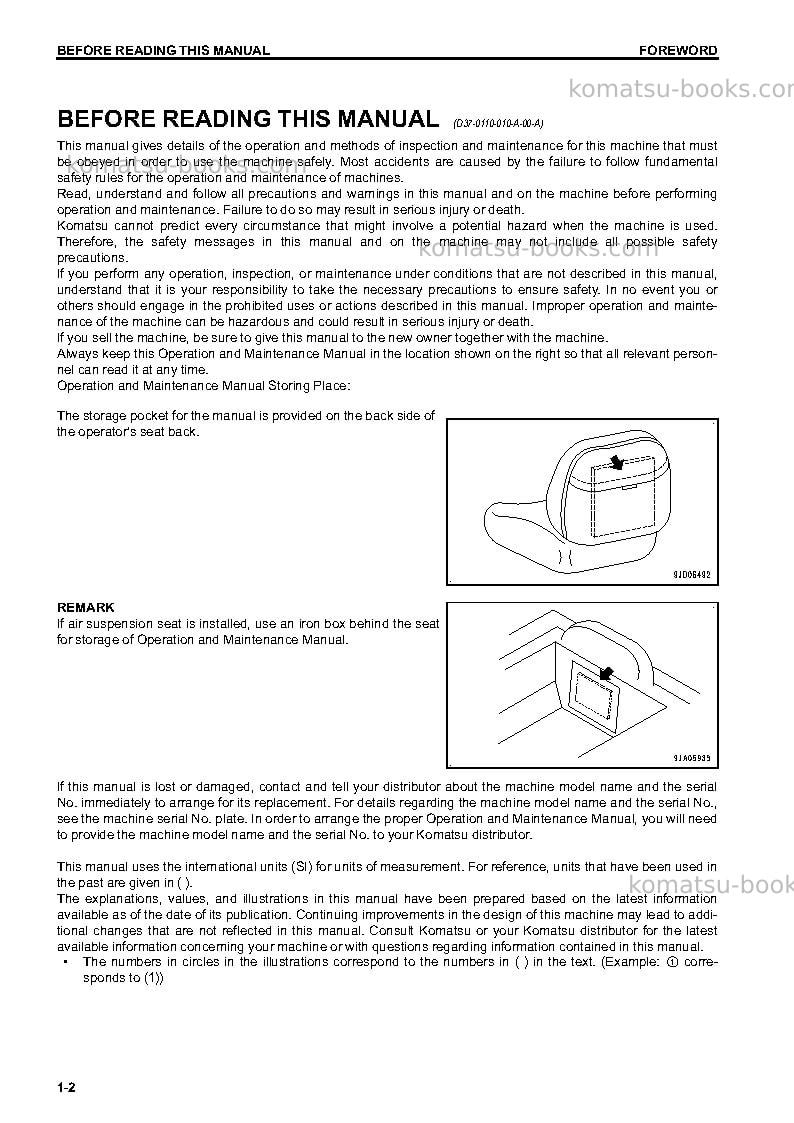 Komatsu d37ex-23jpn Operation manual cover Page 3 Komatsu d37ex-23jpn Operation manual cover Page 3