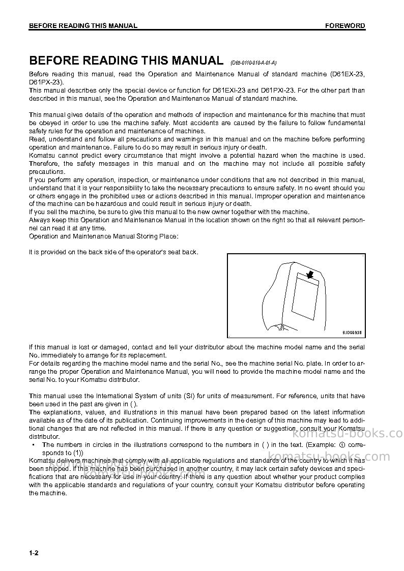 Komatsu d61exi-23jpn Operation manual cover Page 3 Komatsu d61exi-23jpn Operation manual cover Page 3