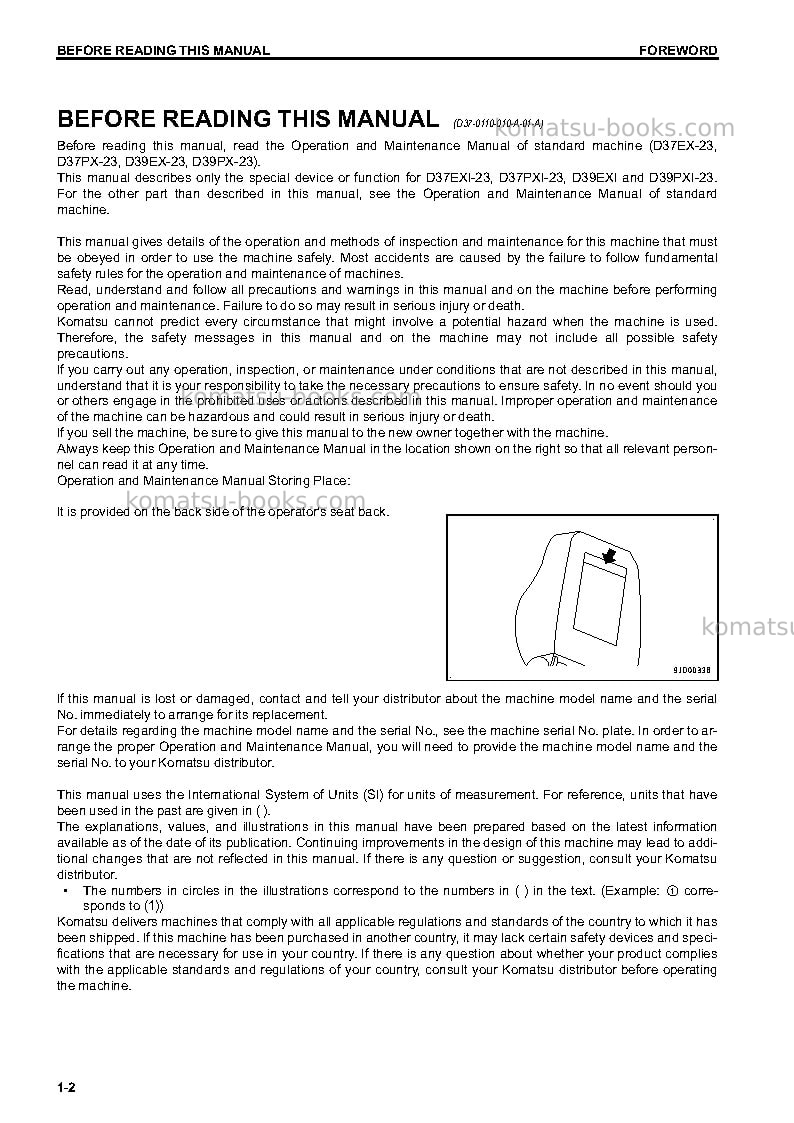 Komatsu d37pxi-23jpn Operation manual cover Page 3 Komatsu d37pxi-23jpn Operation manual cover Page 3