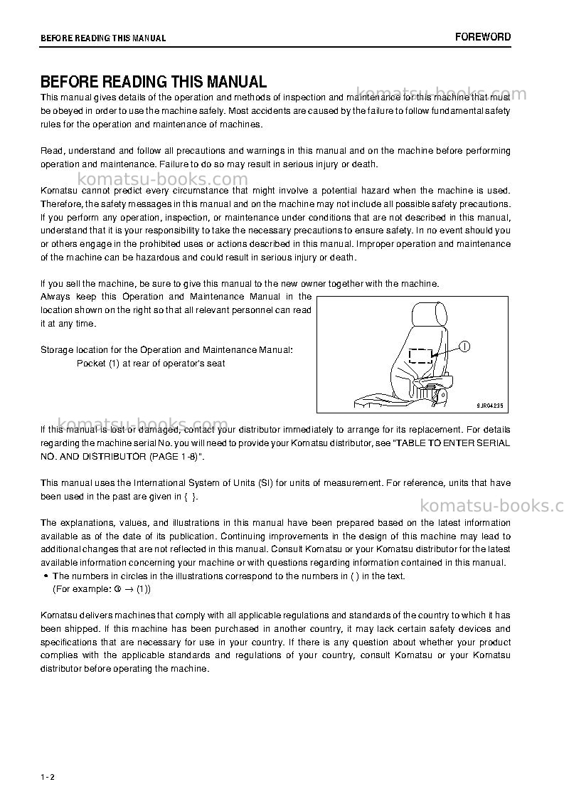 Komatsu wa800-3jpn-e0 Operation manual cover Page 3 Komatsu wa800-3jpn-e0 Operation manual cover Page 3