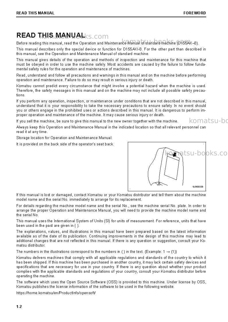 Komatsu d155axi-8jpn Operation manual cover Page 3 Komatsu d155axi-8jpn Operation manual cover Page 3